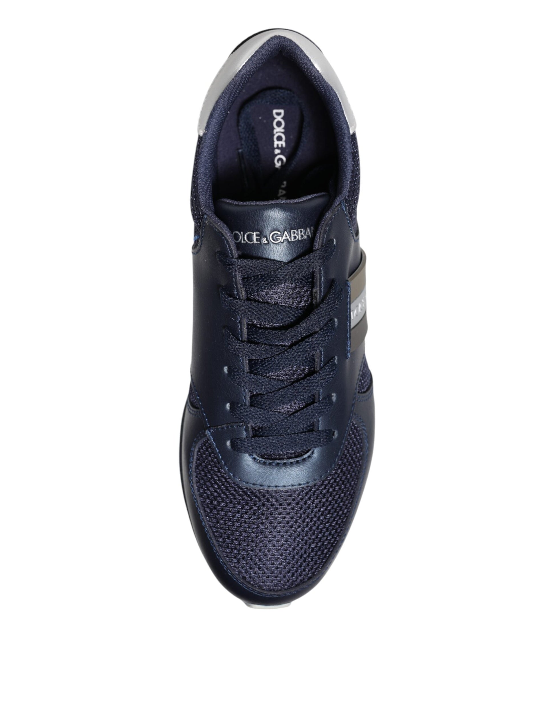 Blue Leather Logo Low Top Men Sneakers Shoes