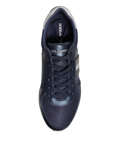 Blue Leather Logo Low Top Men Sneakers Shoes