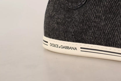 Gray Wool Cotton Casual High Top Sneakers