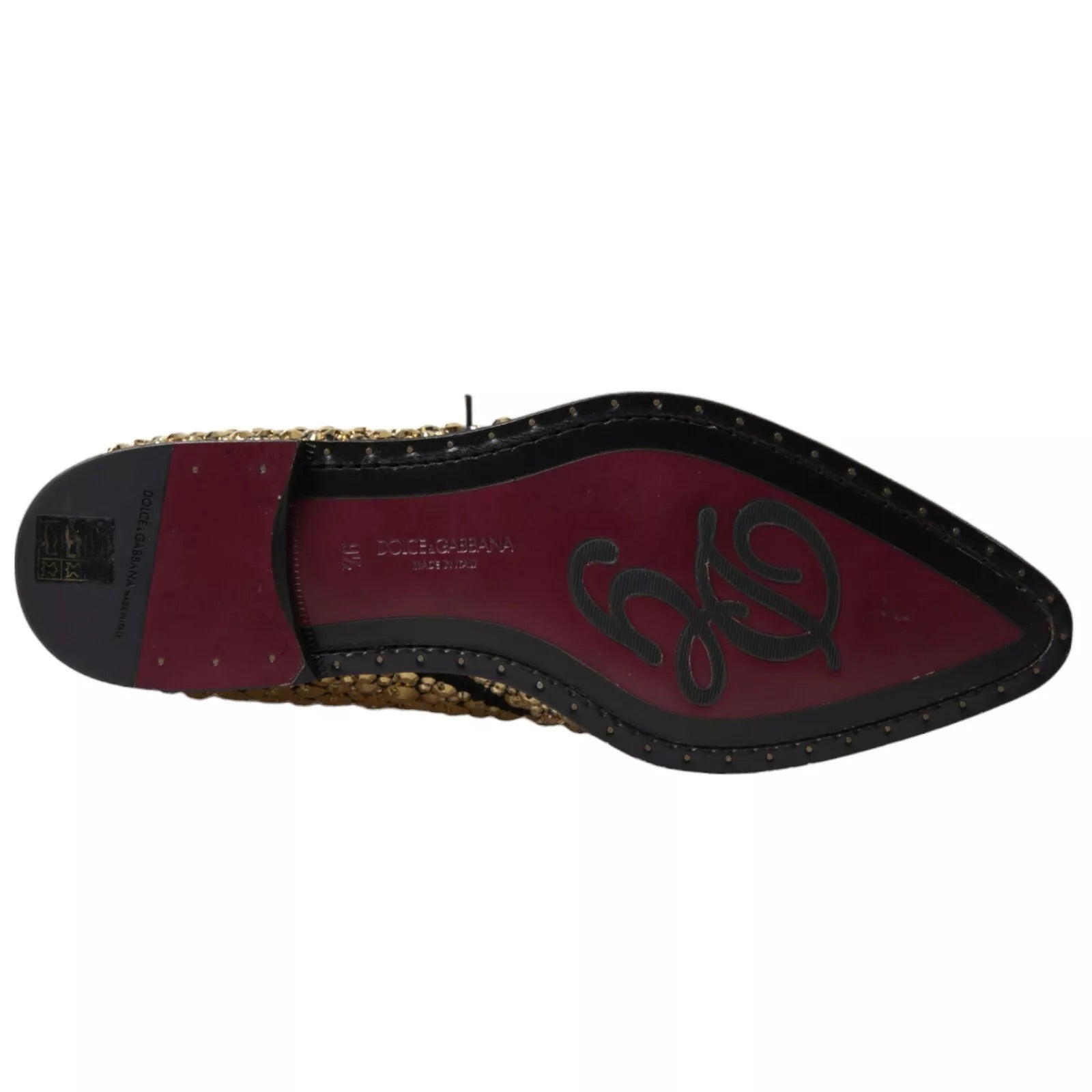 Black Gold Embellished Derby Shoes