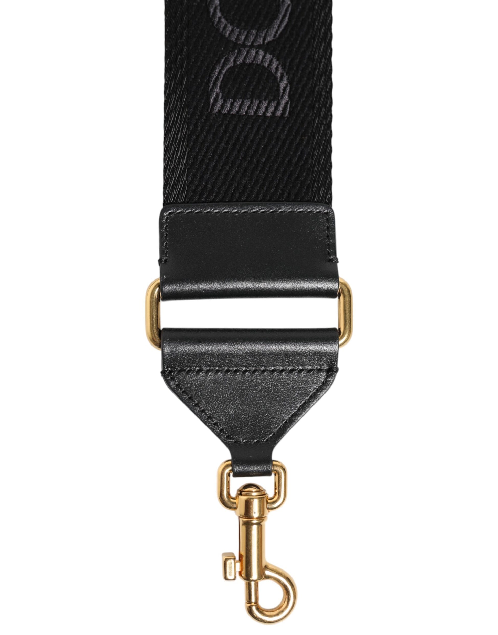 Black Solid Viscose Bag Shoulder Strap