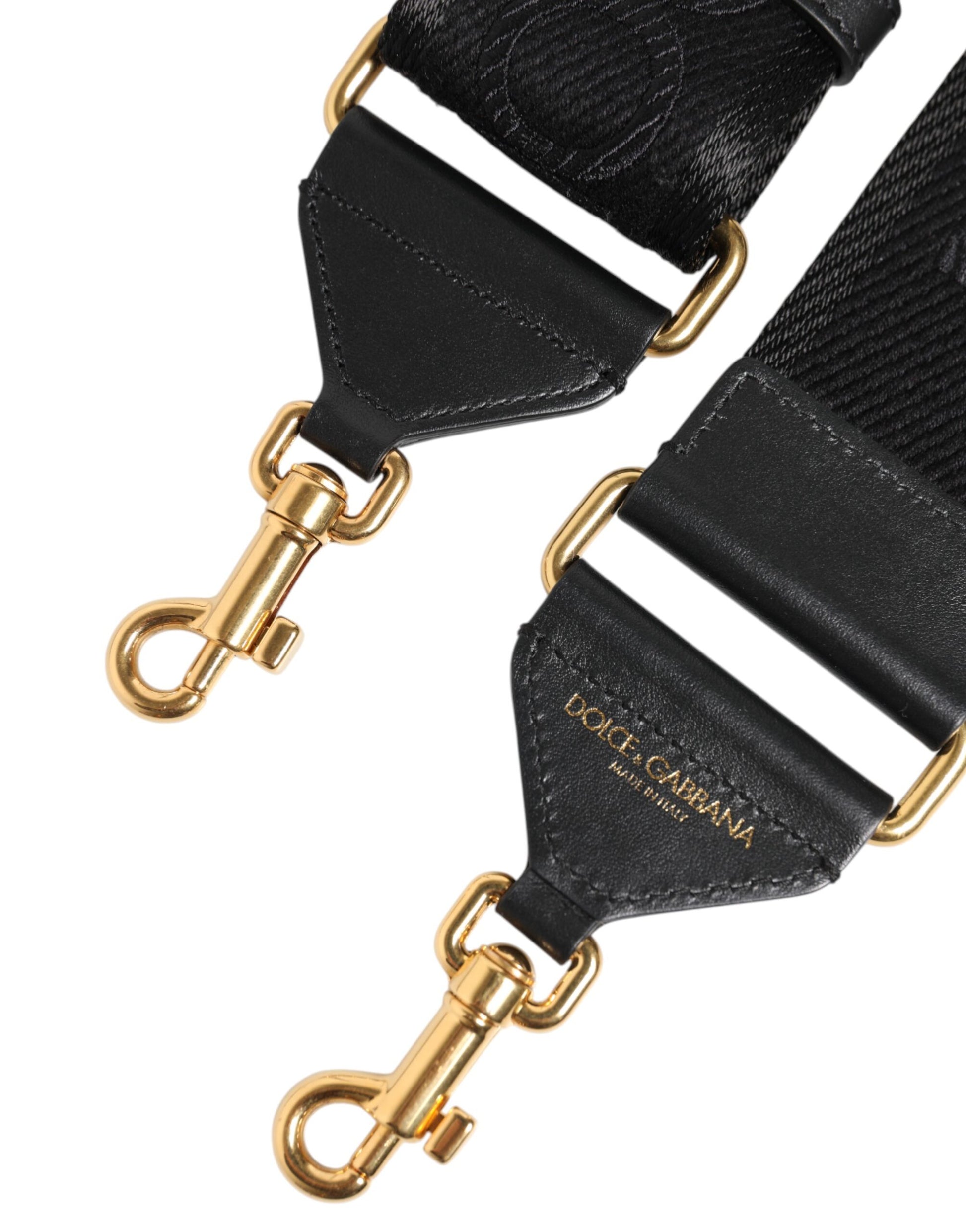 Black Solid Viscose Bag Shoulder Strap