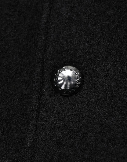 Black Wool Logo Plaque Bomber Jacket