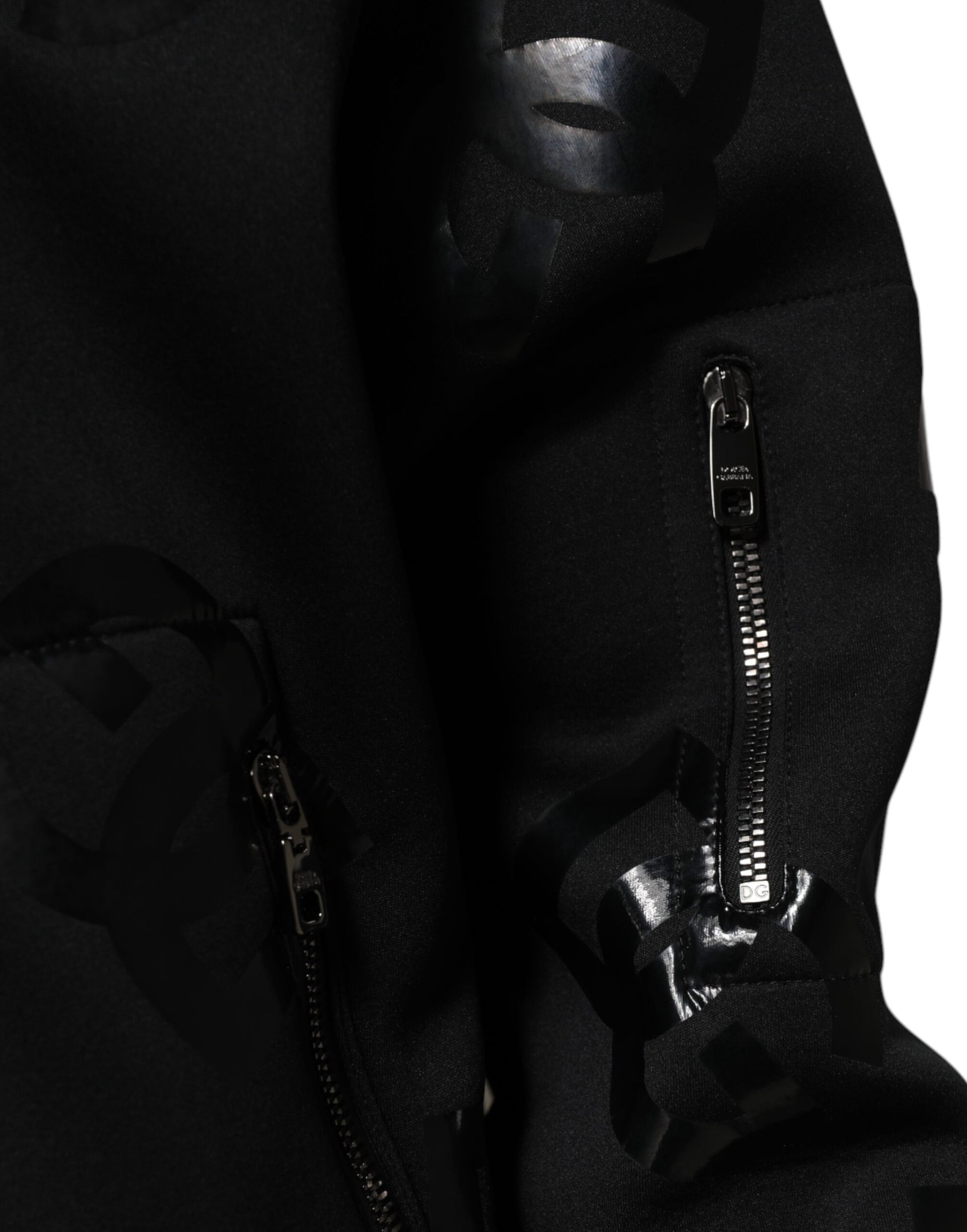 Black Wool Logo DG Mania Men Bomber Jacket