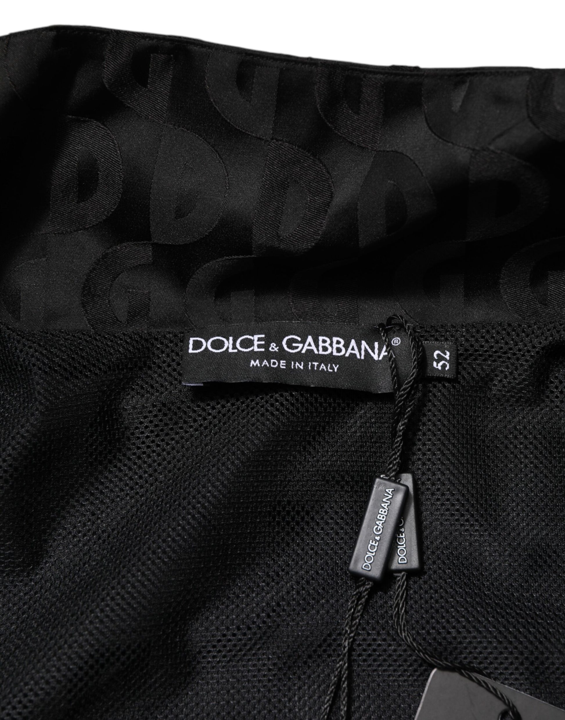 Black Jacquard Men Full Zip Bomber Sweater