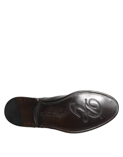 Black Leather Derby Wingtip Formal Shoes
