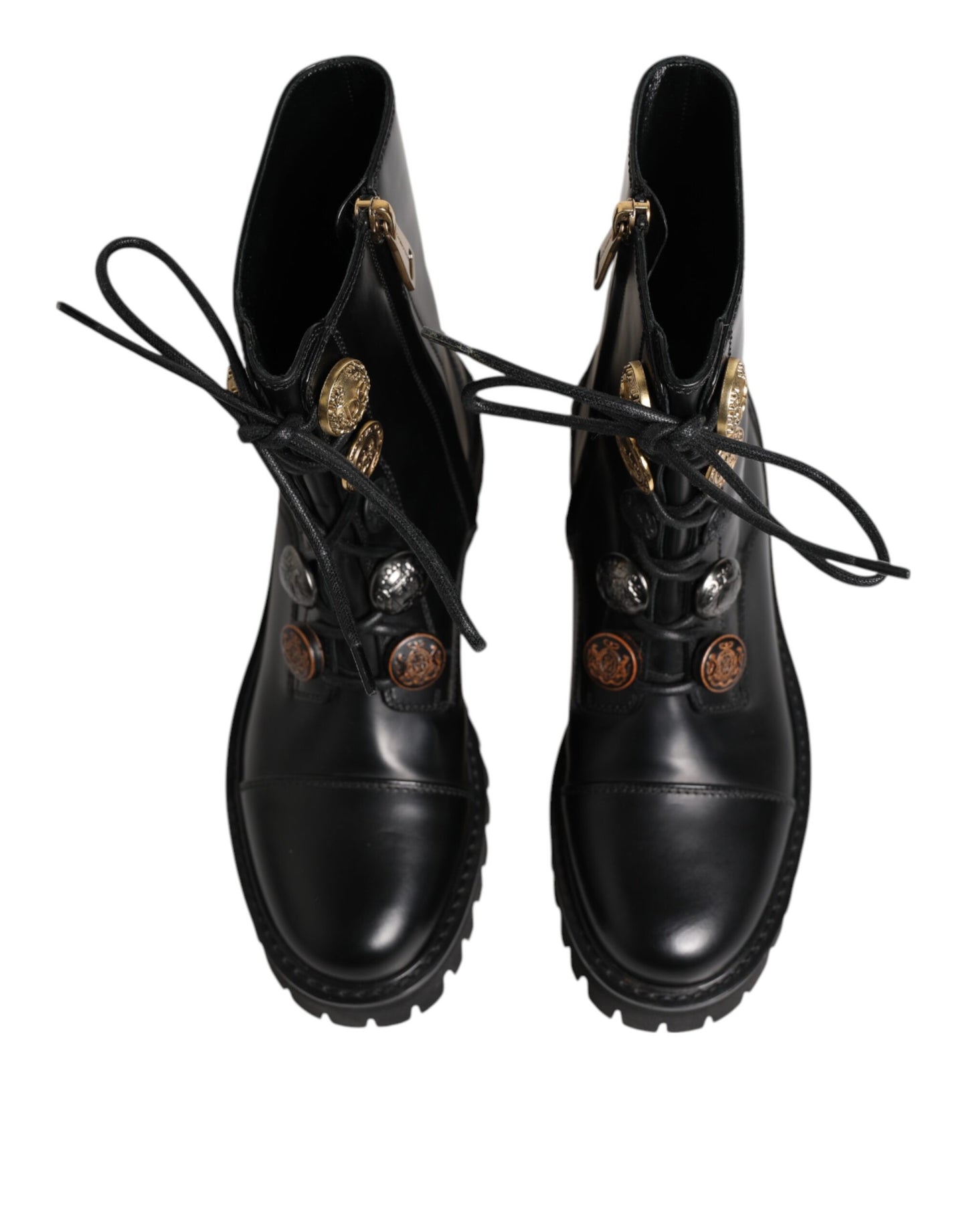 Black Leather Mid Calf Biker Boots Shoes