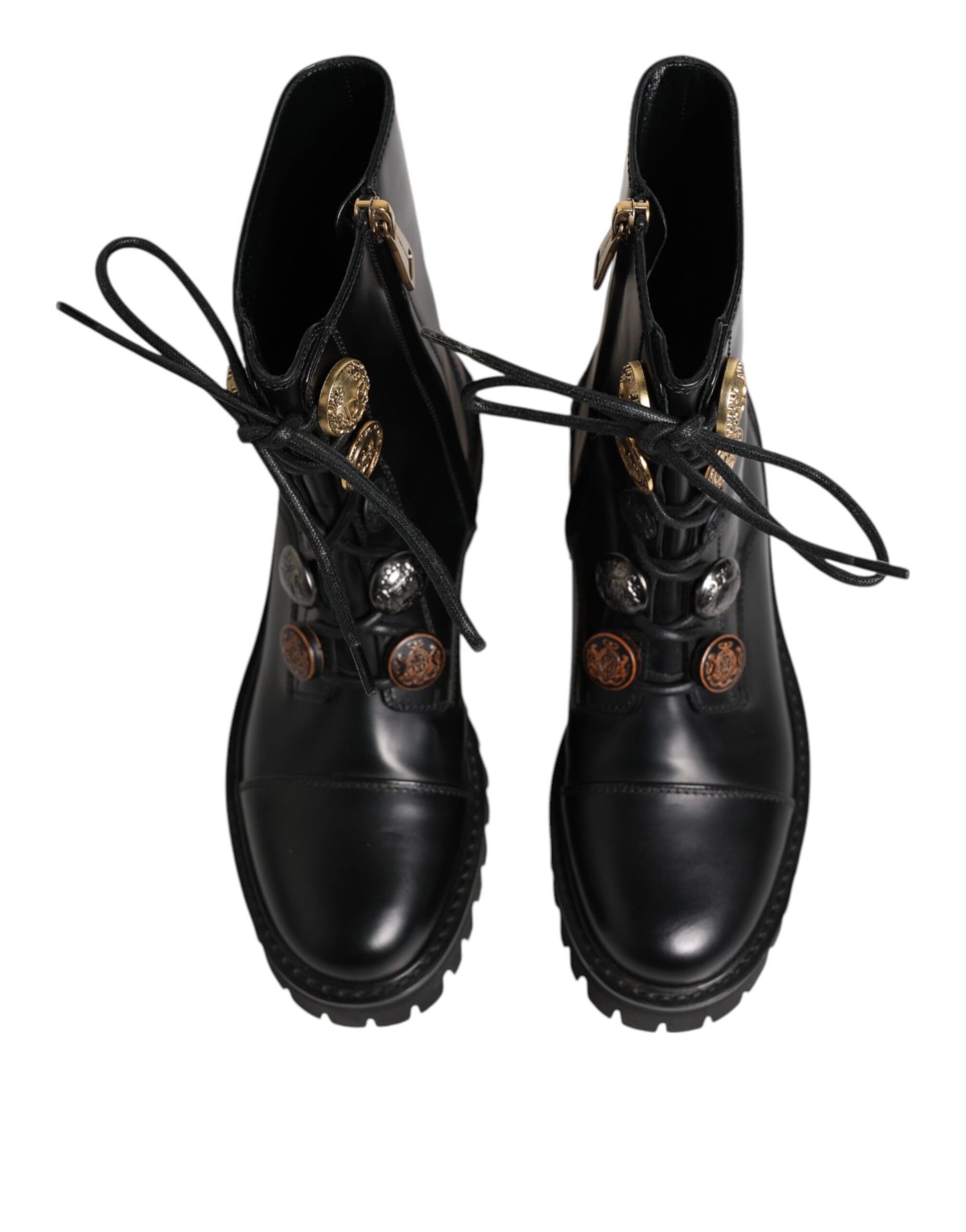 Black Leather Mid Calf Biker Boots Shoes