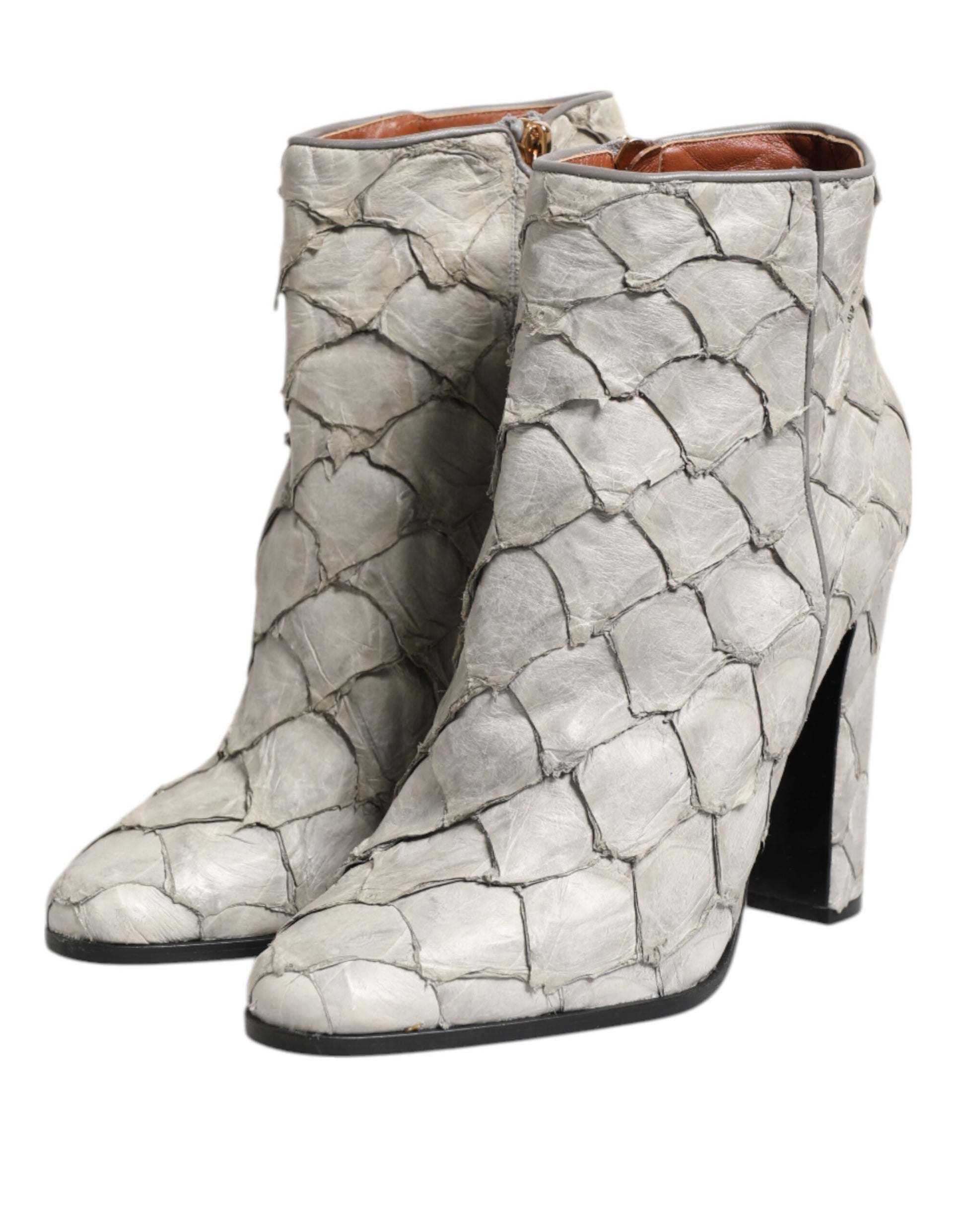 Off White Leather Heels Ankle Boots Shoes