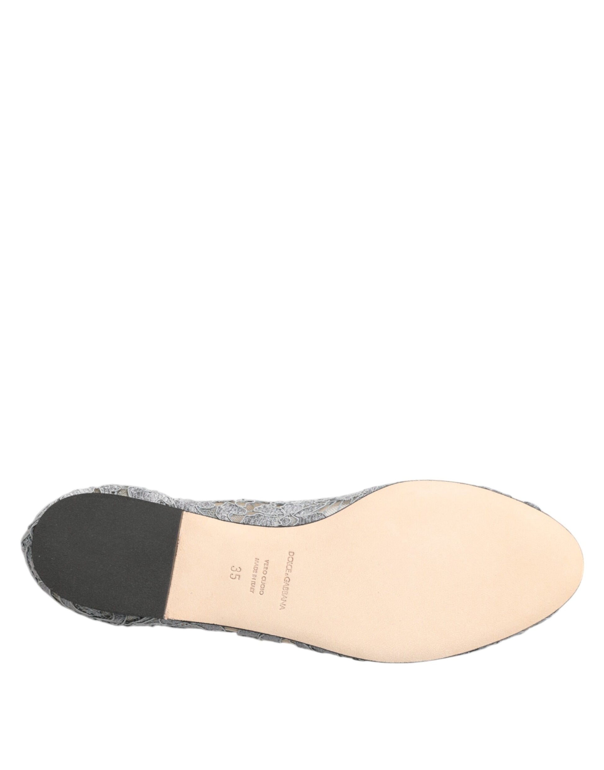 Gray Taormina Lace Crystals Flats Shoes