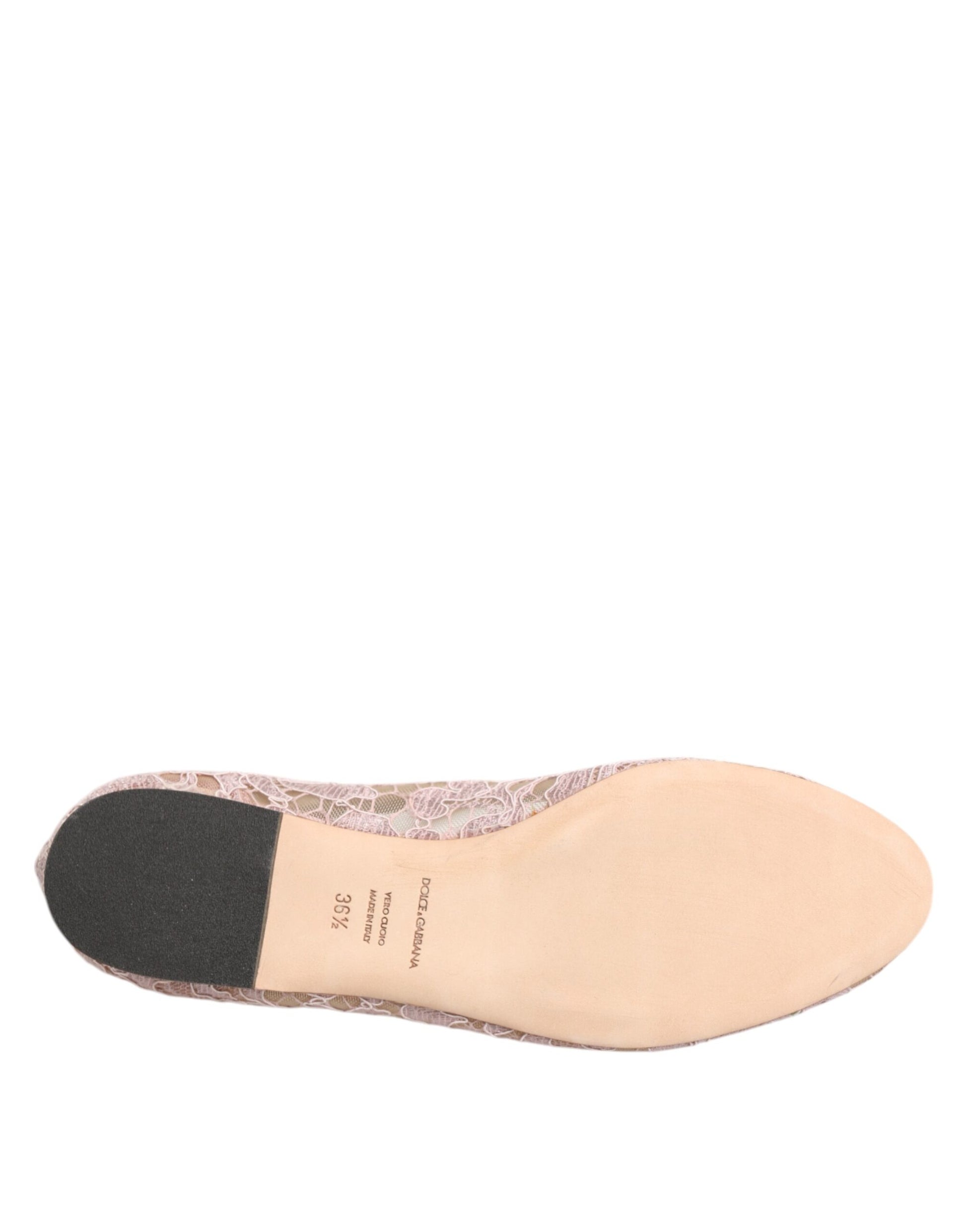Pink Taormina Lace Crystals Flats Shoes
