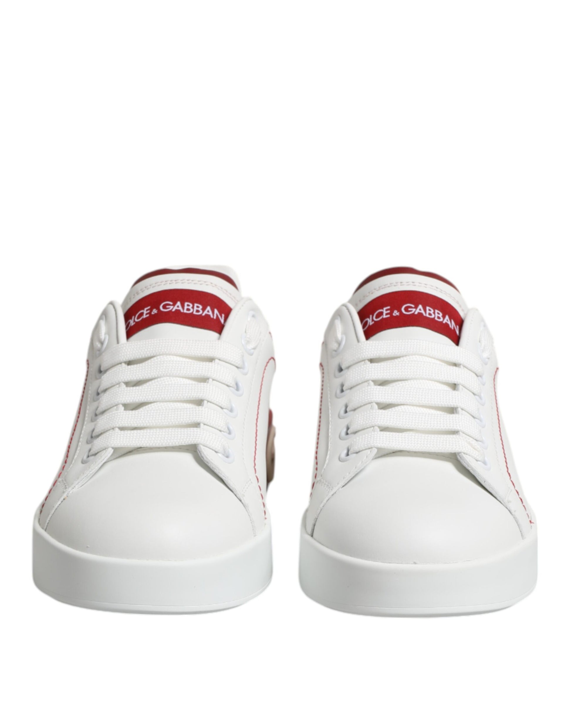 White Red Leather Portofino Sneaker Shoes