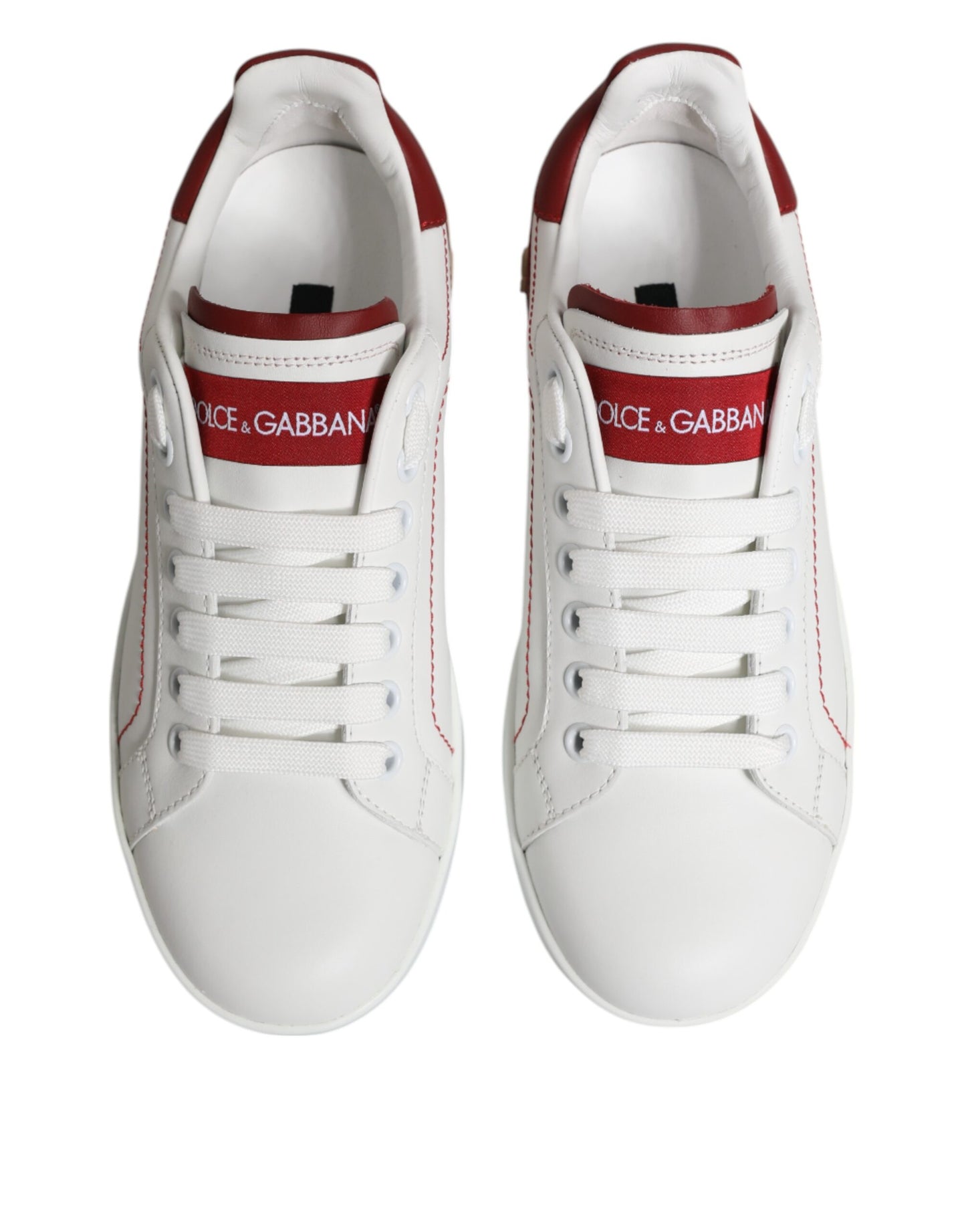 White Red Leather Portofino Sneaker Shoes