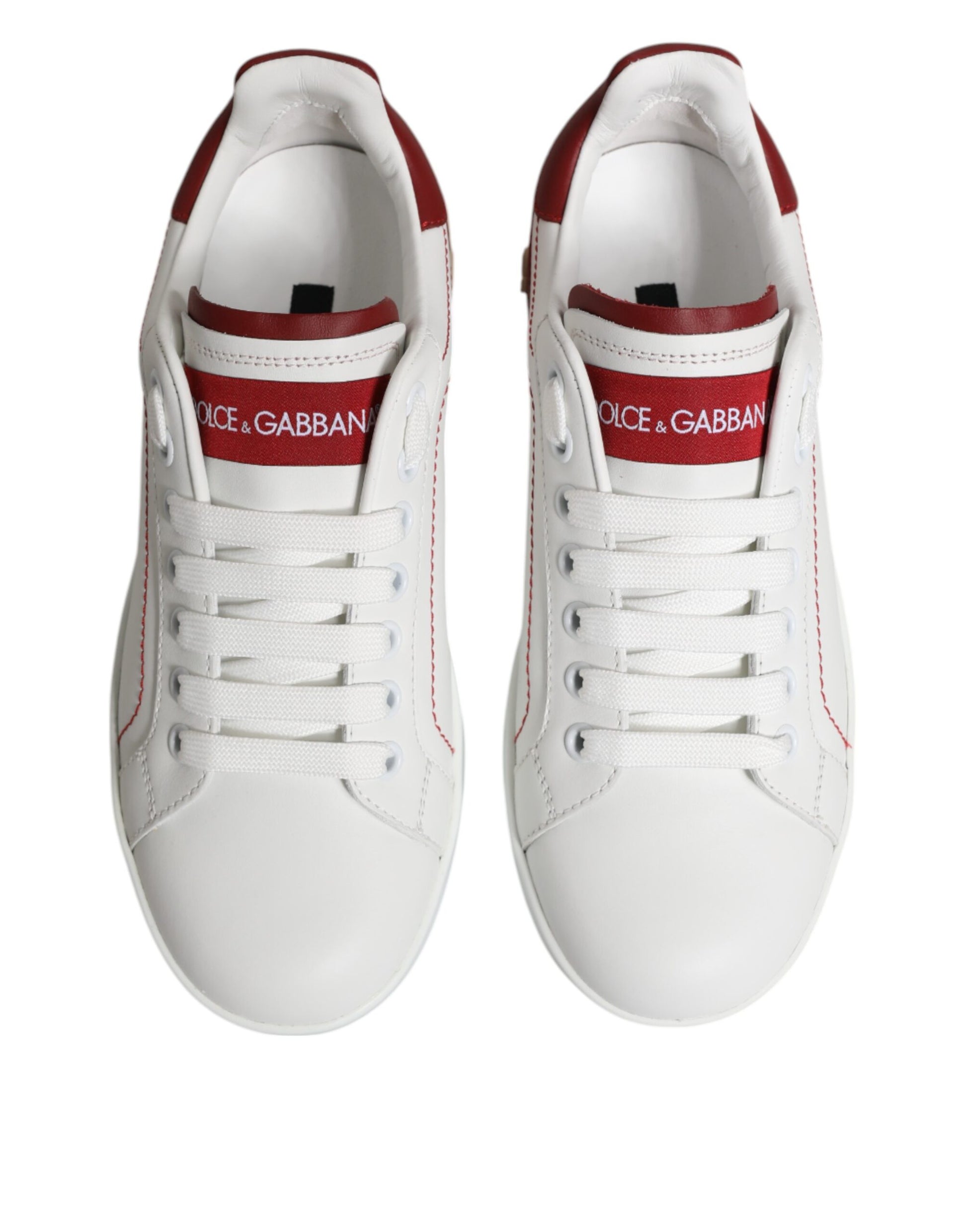 White Red Leather Portofino Sneaker Shoes