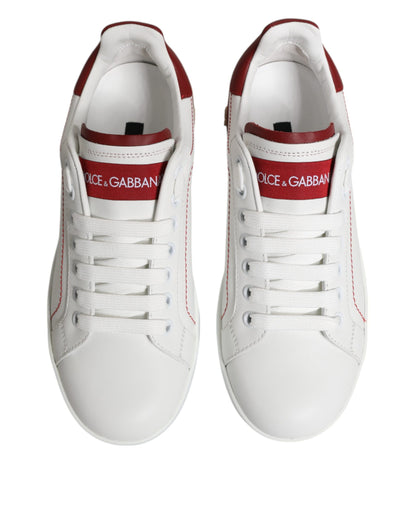 White Red Leather Portofino Sneaker Shoes