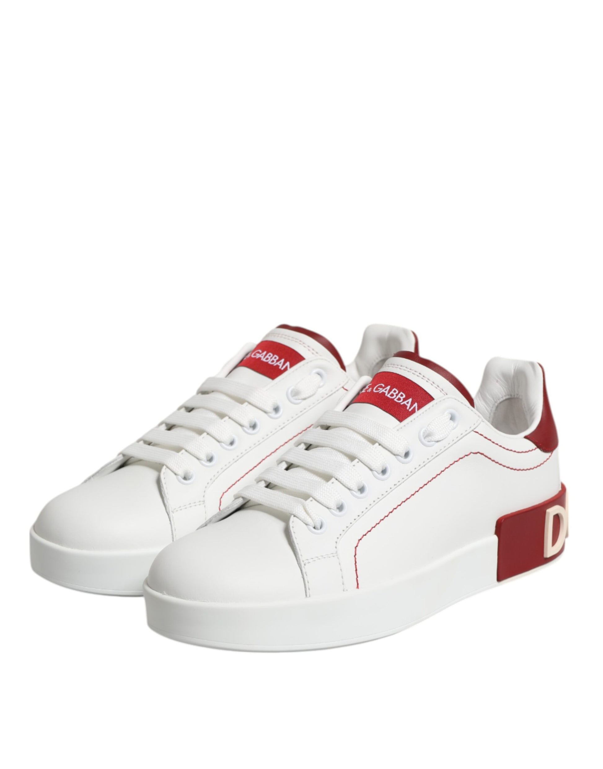White Red Leather Portofino Sneaker Shoes