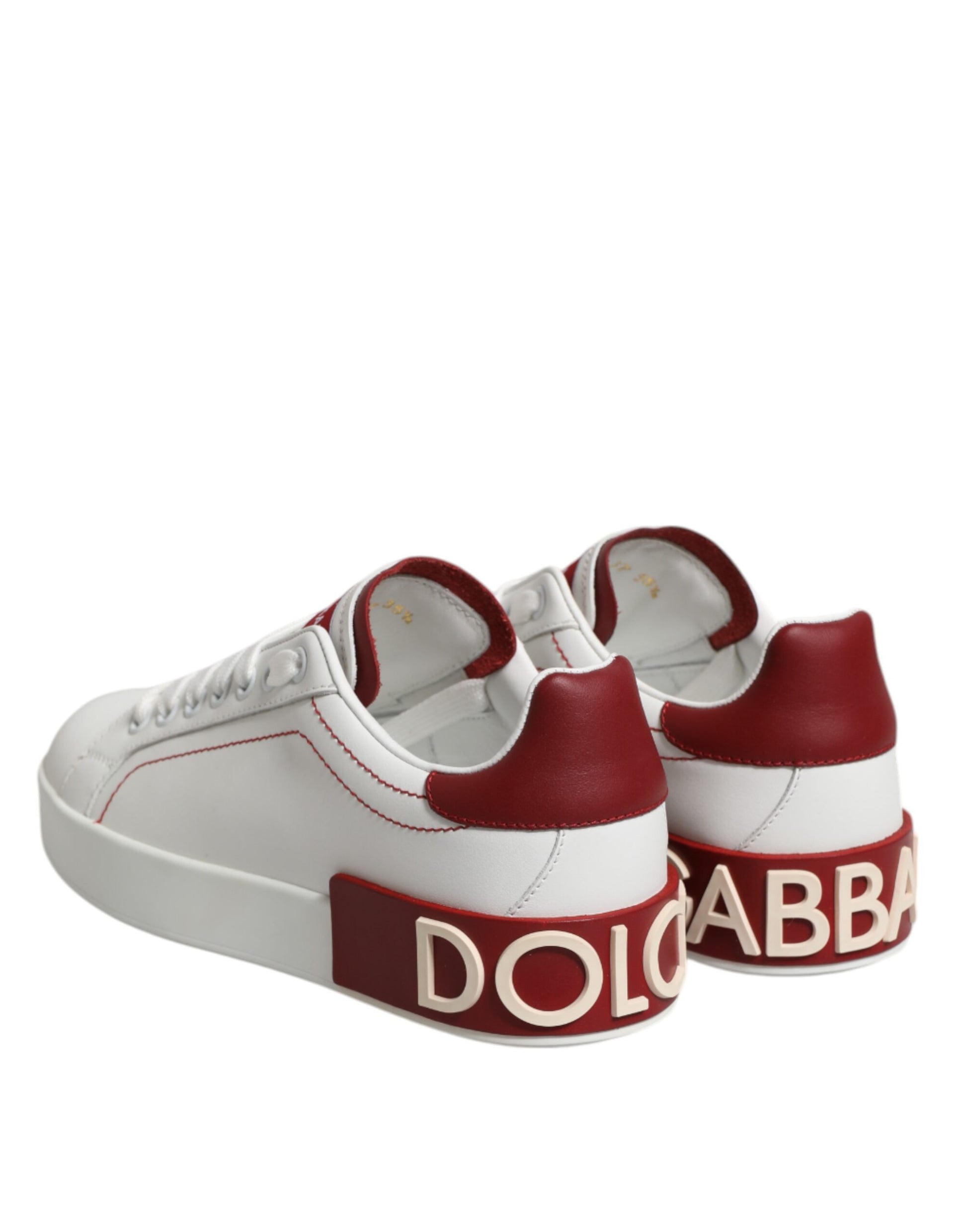 White Red Leather Portofino Sneaker Shoes
