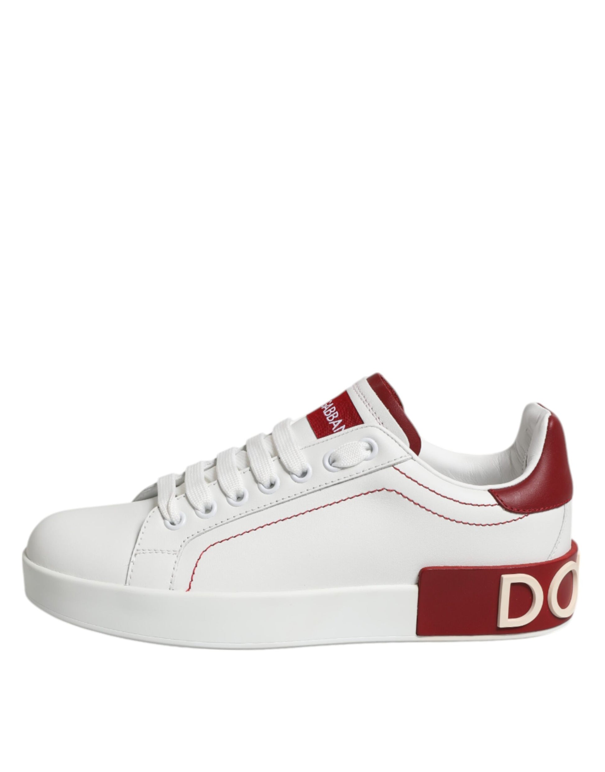 White Red Leather Portofino Sneaker Shoes