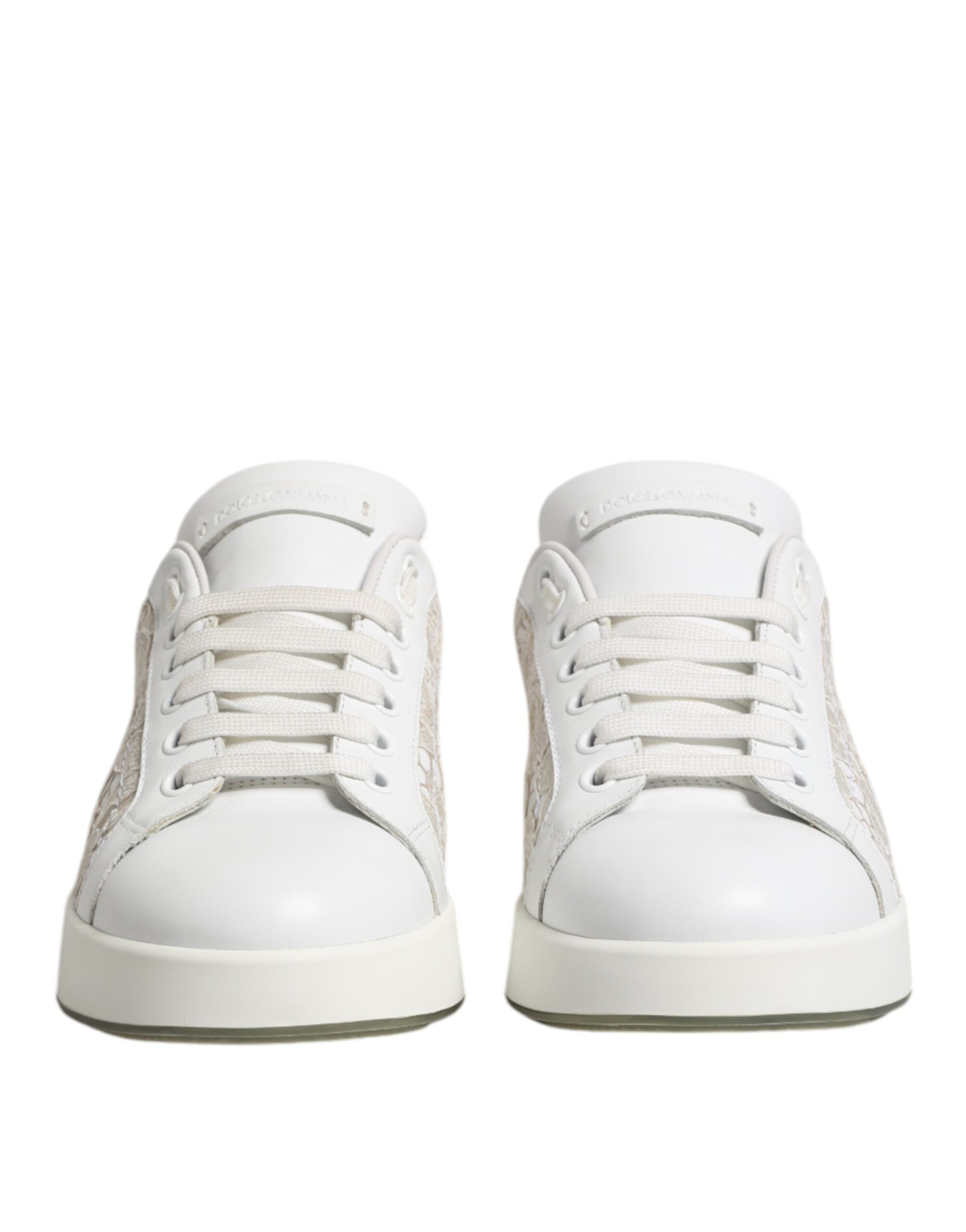 White Lace Leather Low Top Sneaker Shoes