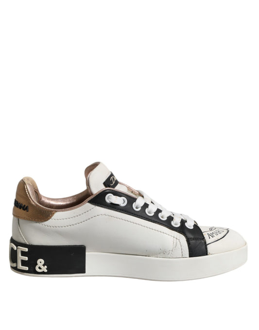 White Leather Sacred Heart Sneakers Shoes