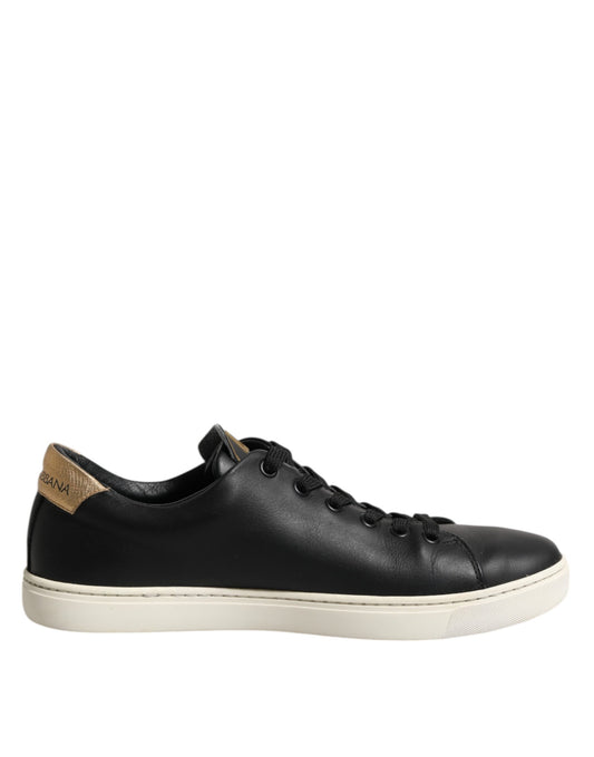 Black Leather Sacred Heart Sneakers Shoes