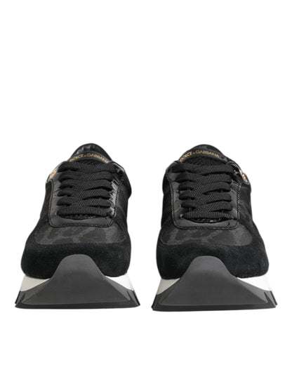 Black Gray Leopard Low Top Sneakers Shoes