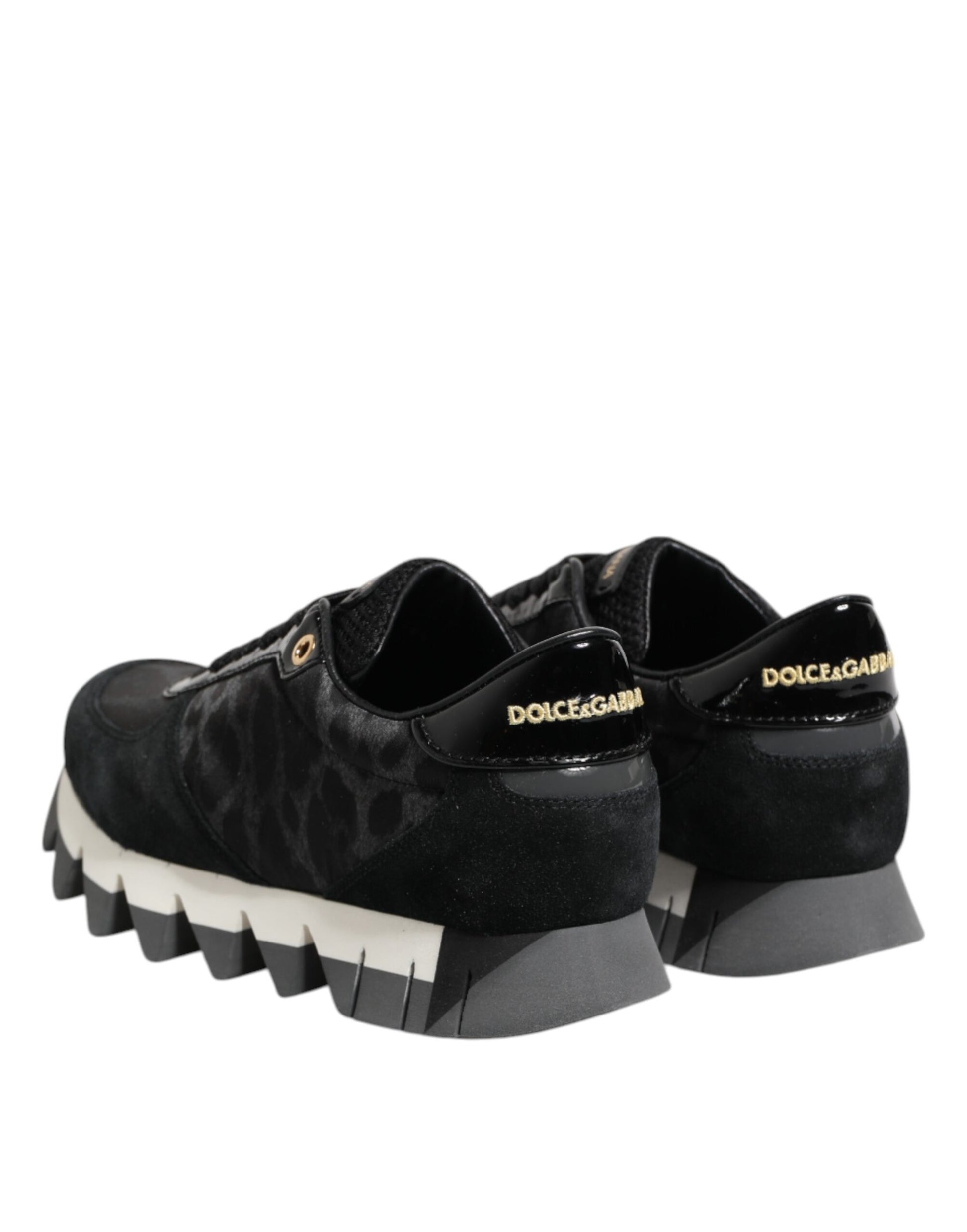 Black Gray Leopard Low Top Sneakers Shoes