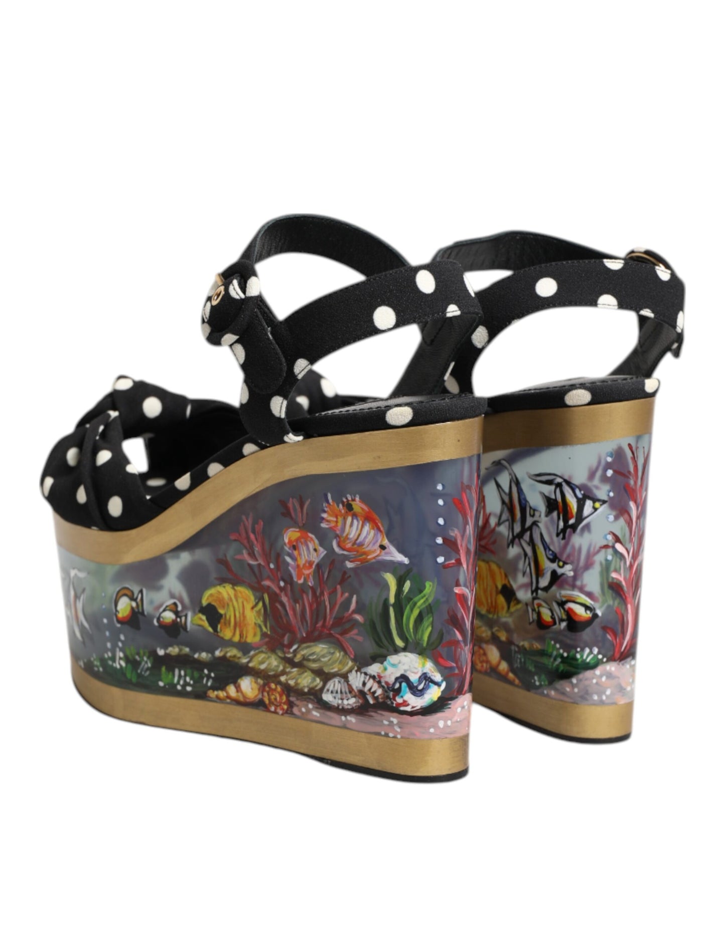 Multicolor Fish Polka Dot Wedge Sandals Shoes