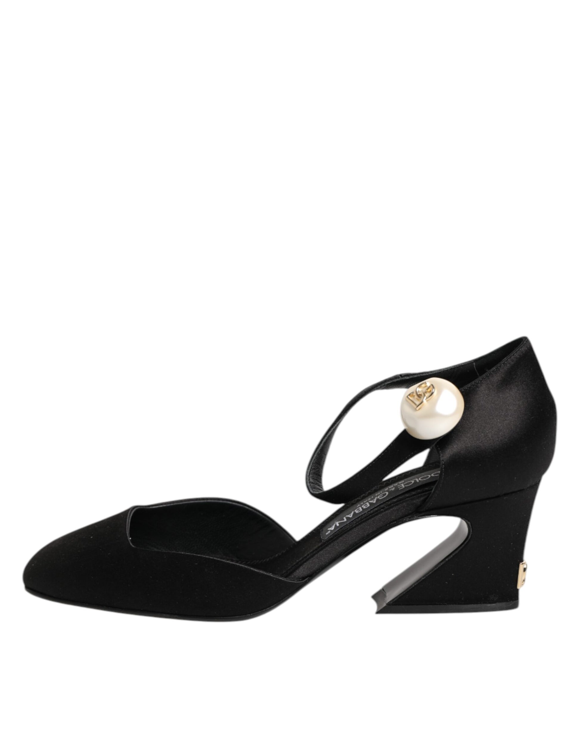 Black Leather Logo Ankle Strap Sandals Shoes