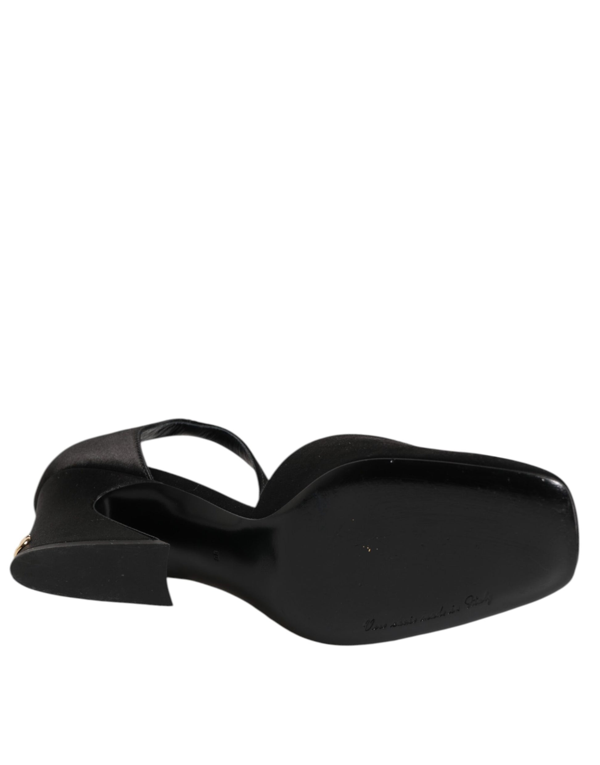 Black Leather Logo Ankle Strap Sandals Shoes
