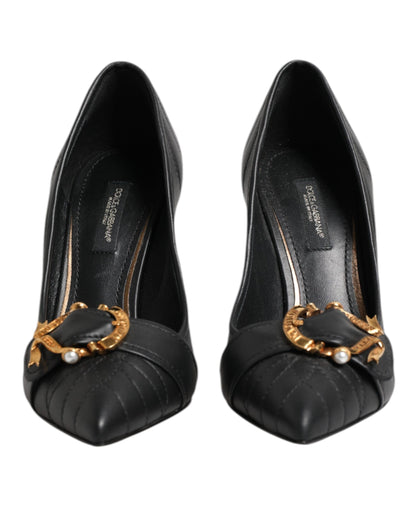 Black Devotion Leather Heels Pumps Shoes