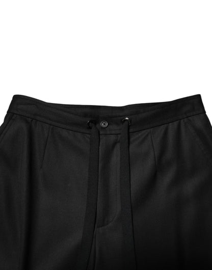 Solid Black Cargo Jogger Men Sweatpants Pants