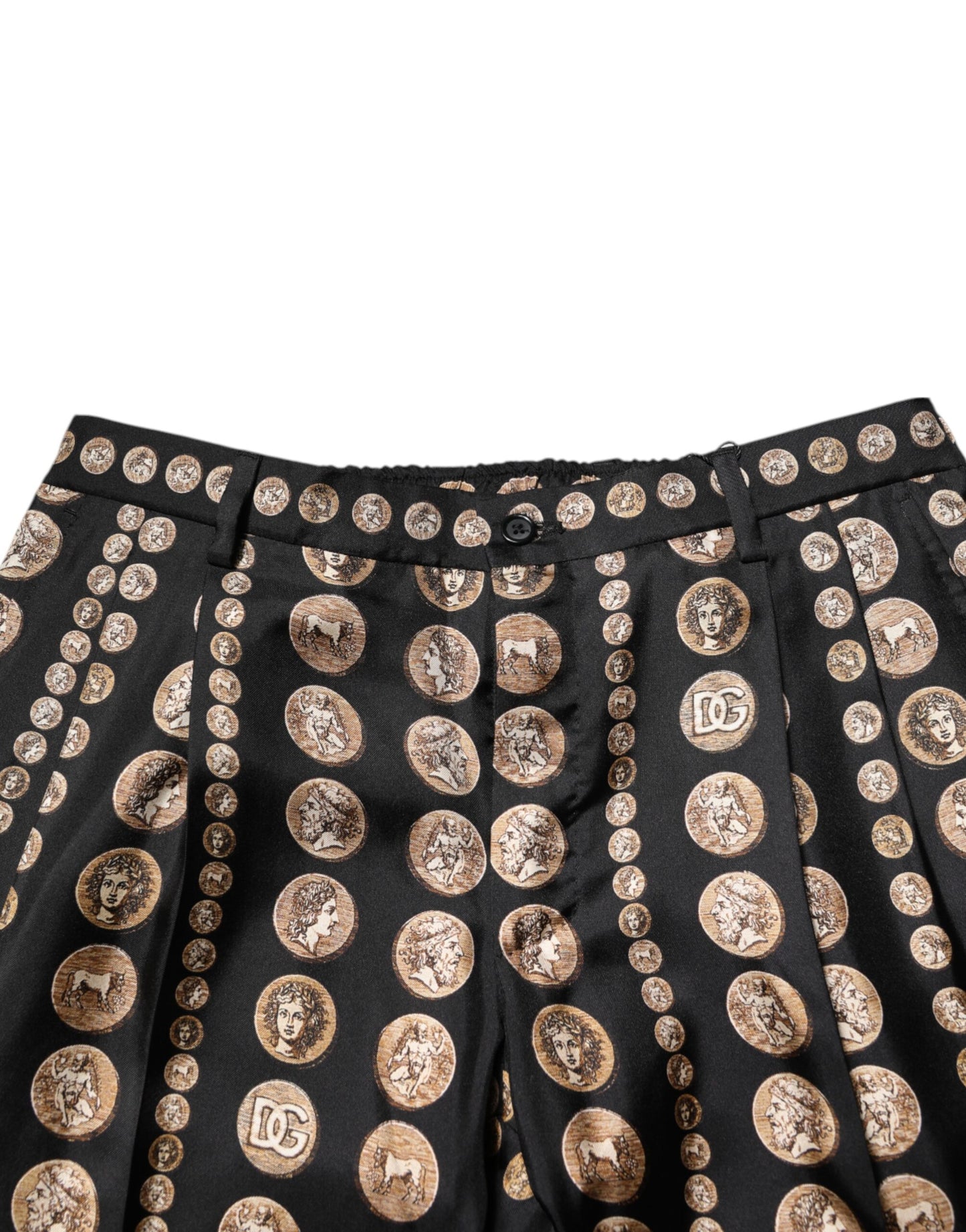 Black Coin Print Silk Skinny Men Trouser Pants