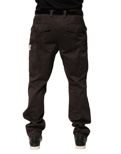 Brown Cotton Stretch Cargo Men Trouser Pants