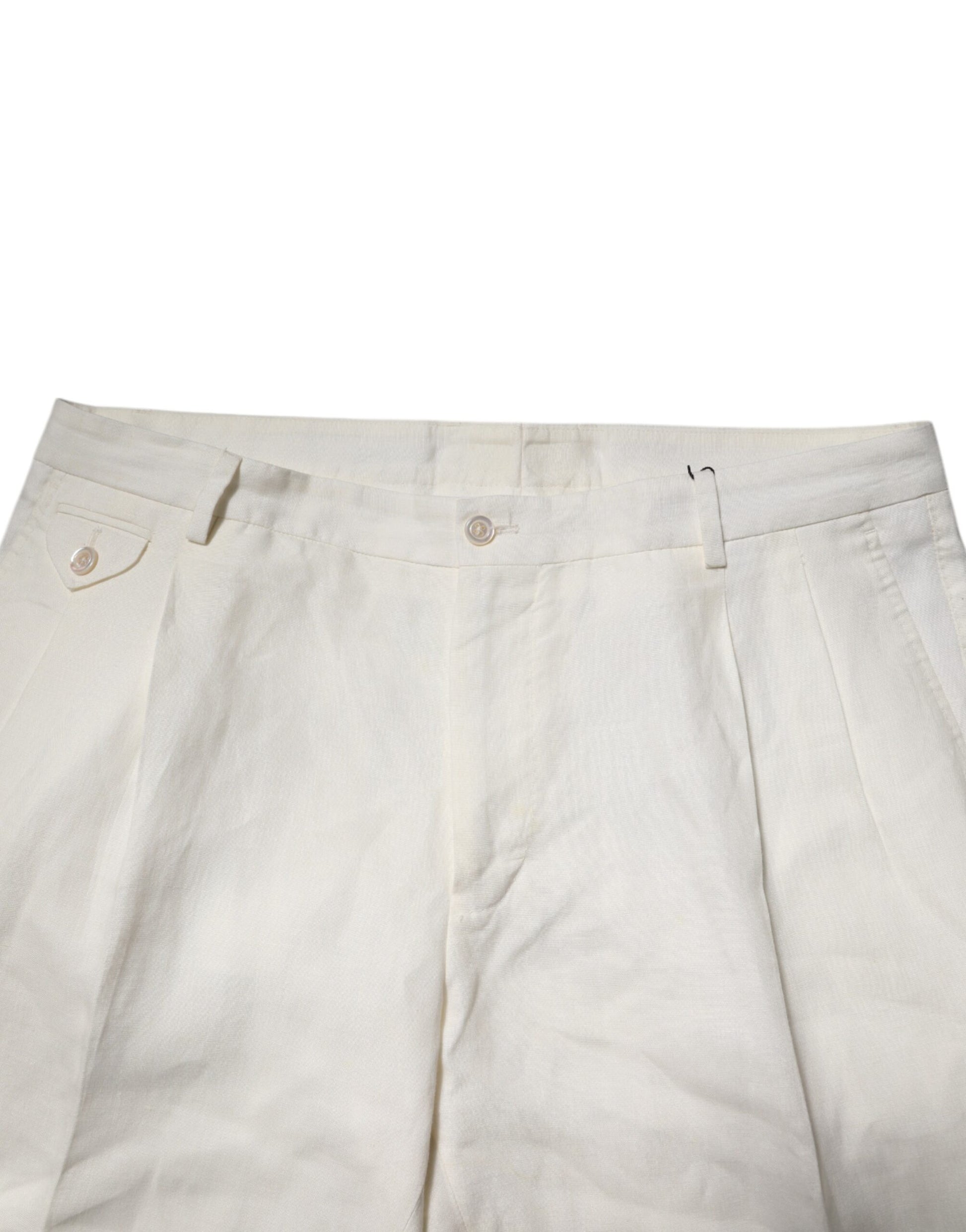 Cream Linen Dress Slim Formal Trouser Pants