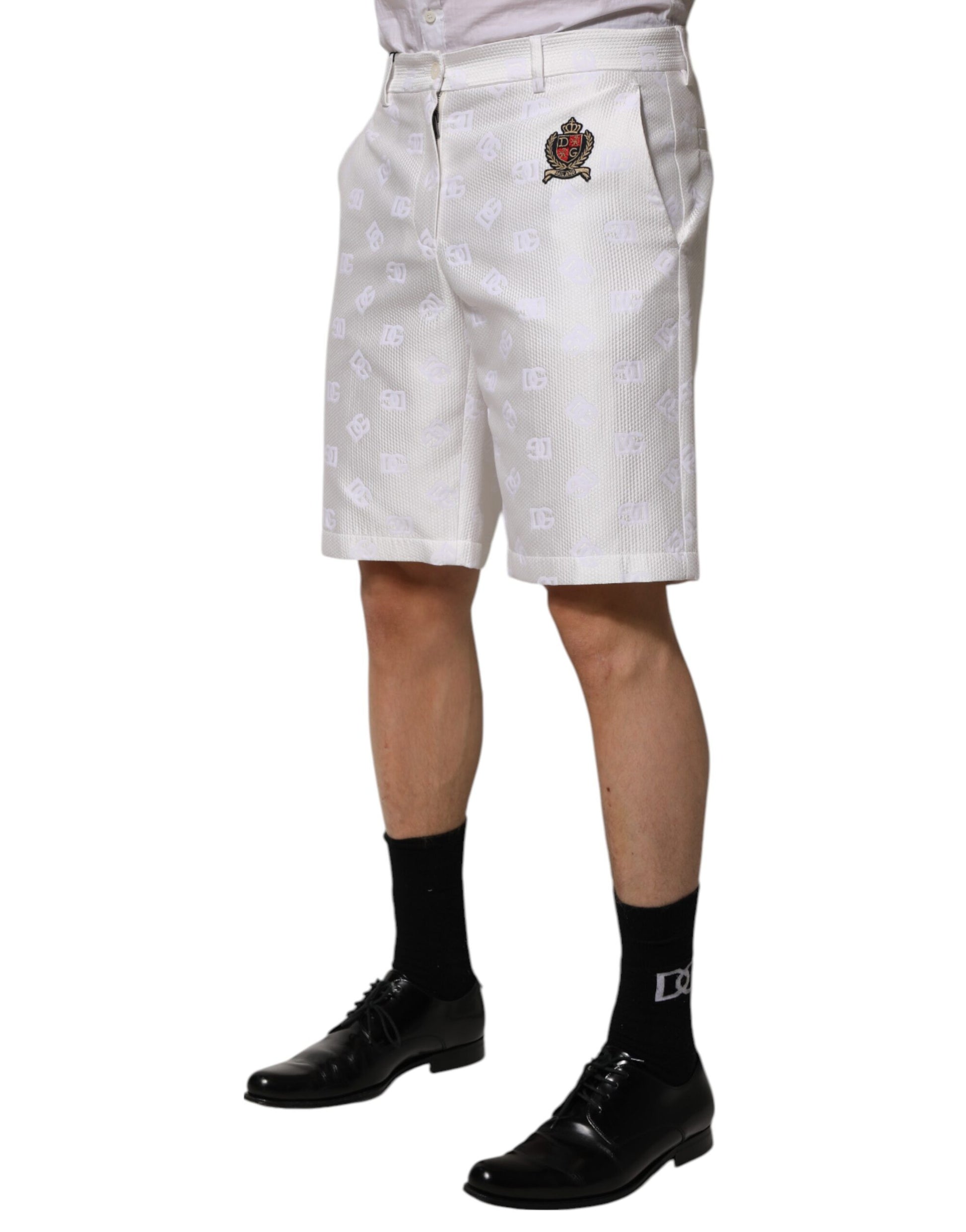 White DNA DG Patch Logo Cotton Trouser Shorts