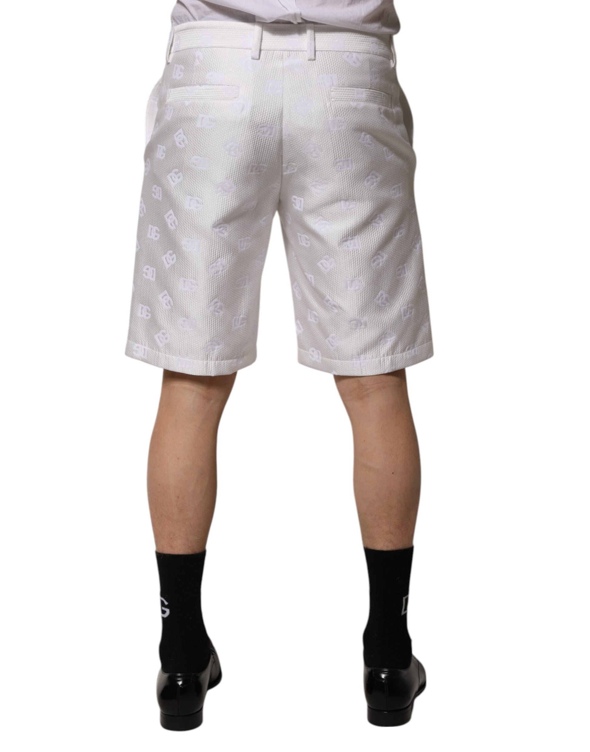 White DNA DG Patch Logo Cotton Trouser Shorts