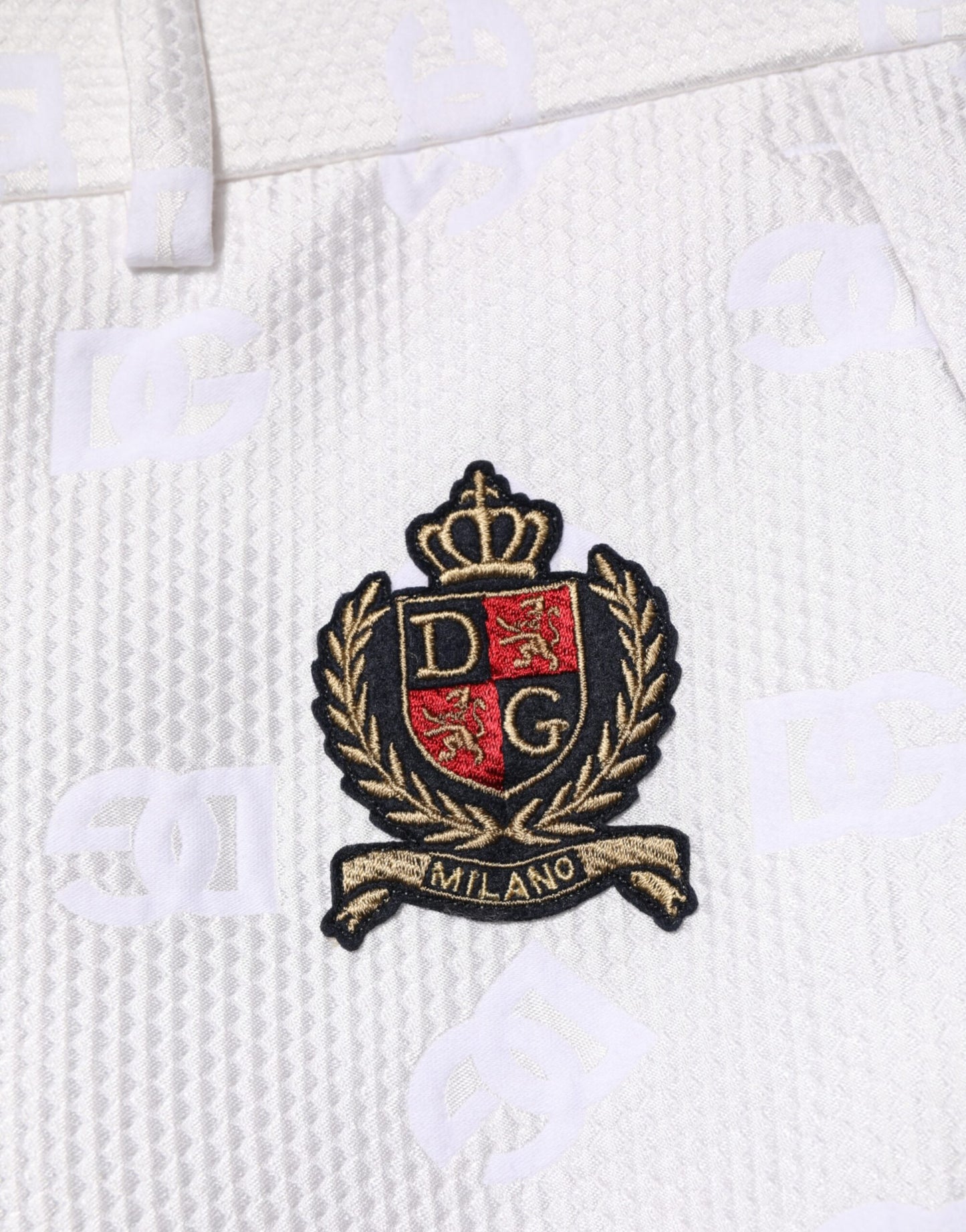 White DNA DG Patch Logo Cotton Trouser Shorts