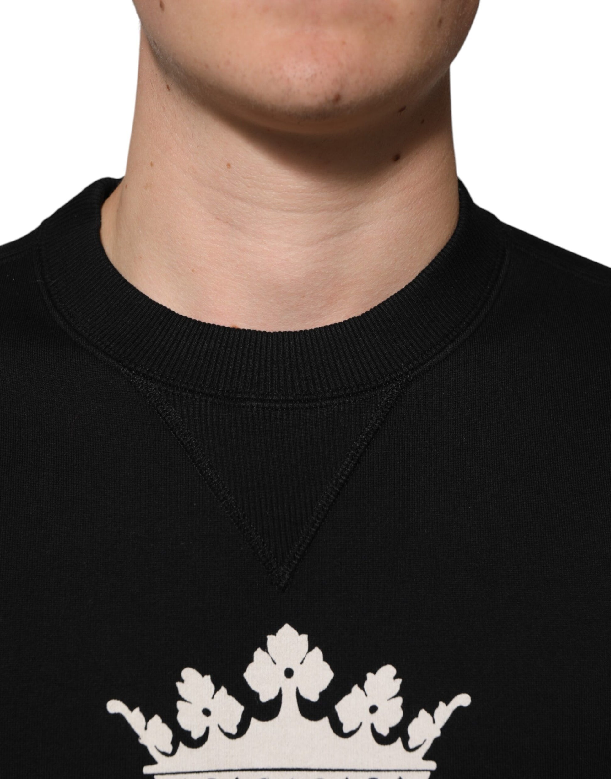 Black Cotton DG Crystal Embellished Sweater
