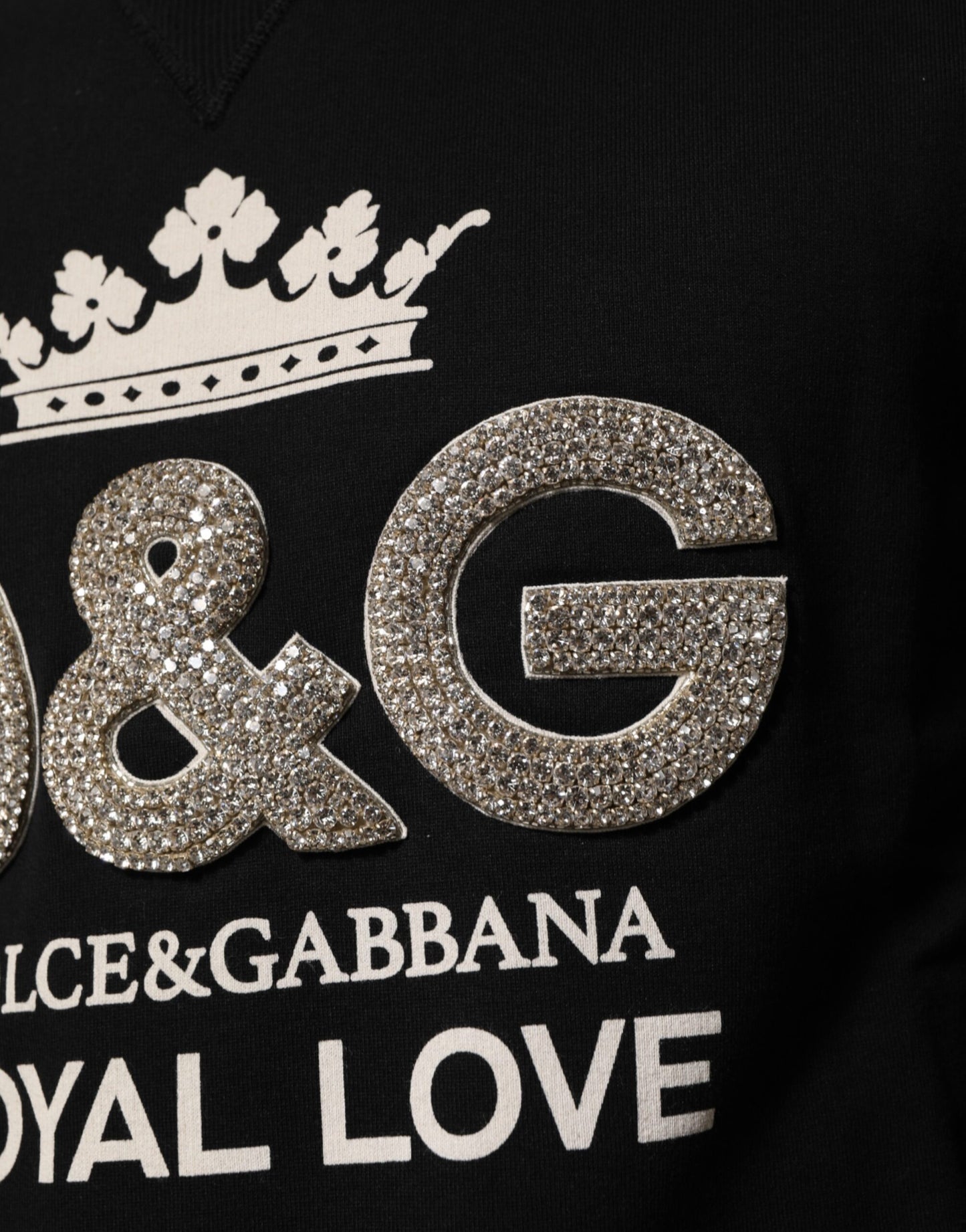 Black Cotton DG Crystal Embellished Sweater