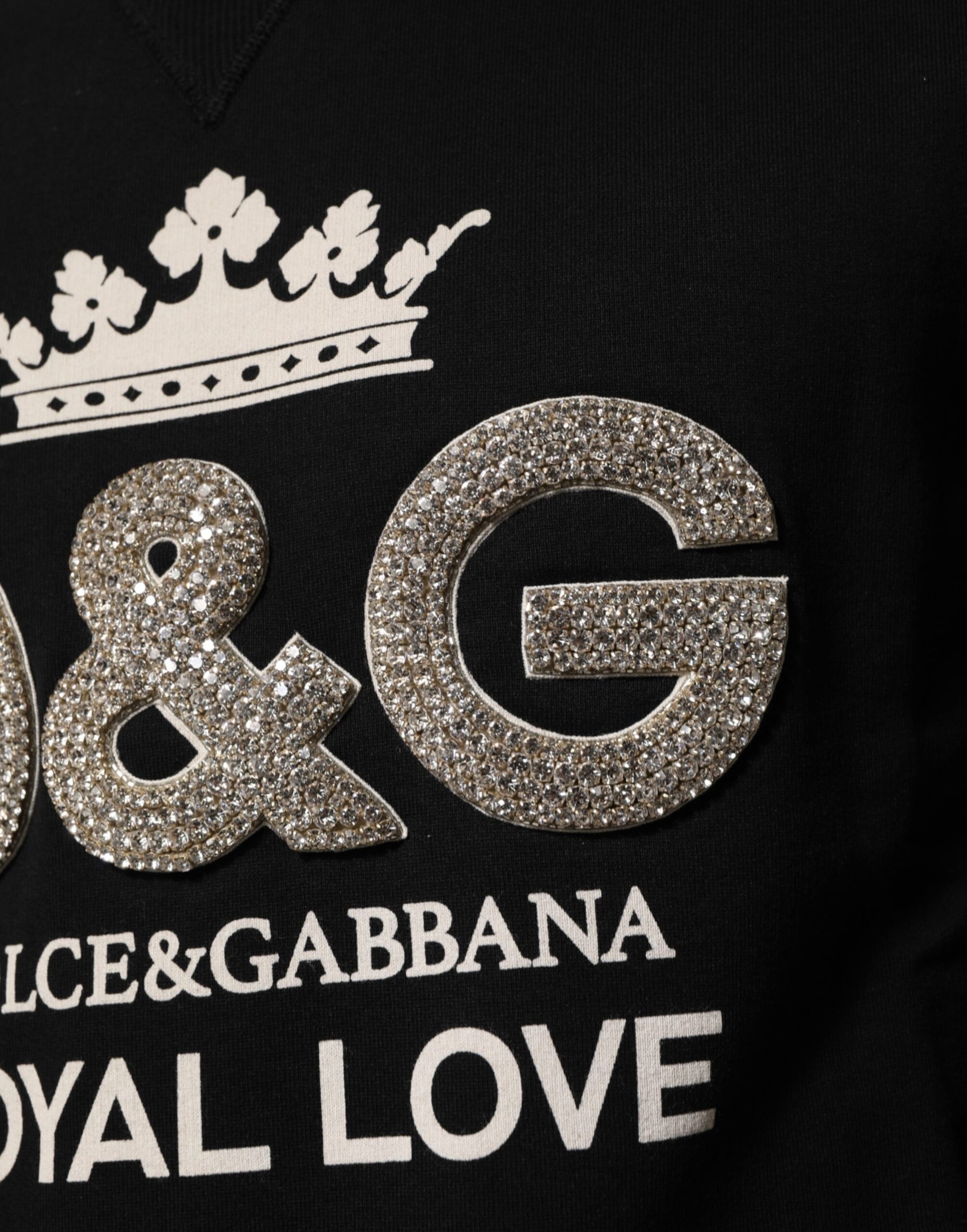 Black Cotton DG Crystal Embellished Sweater