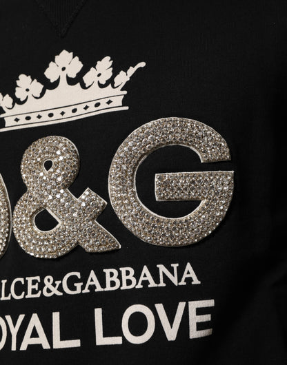 Black Cotton DG Crystal Embellished Sweater
