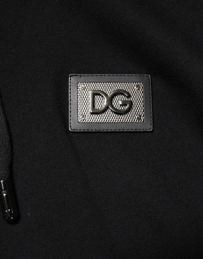Black Cotton Plaque Track Cardigan Sweater