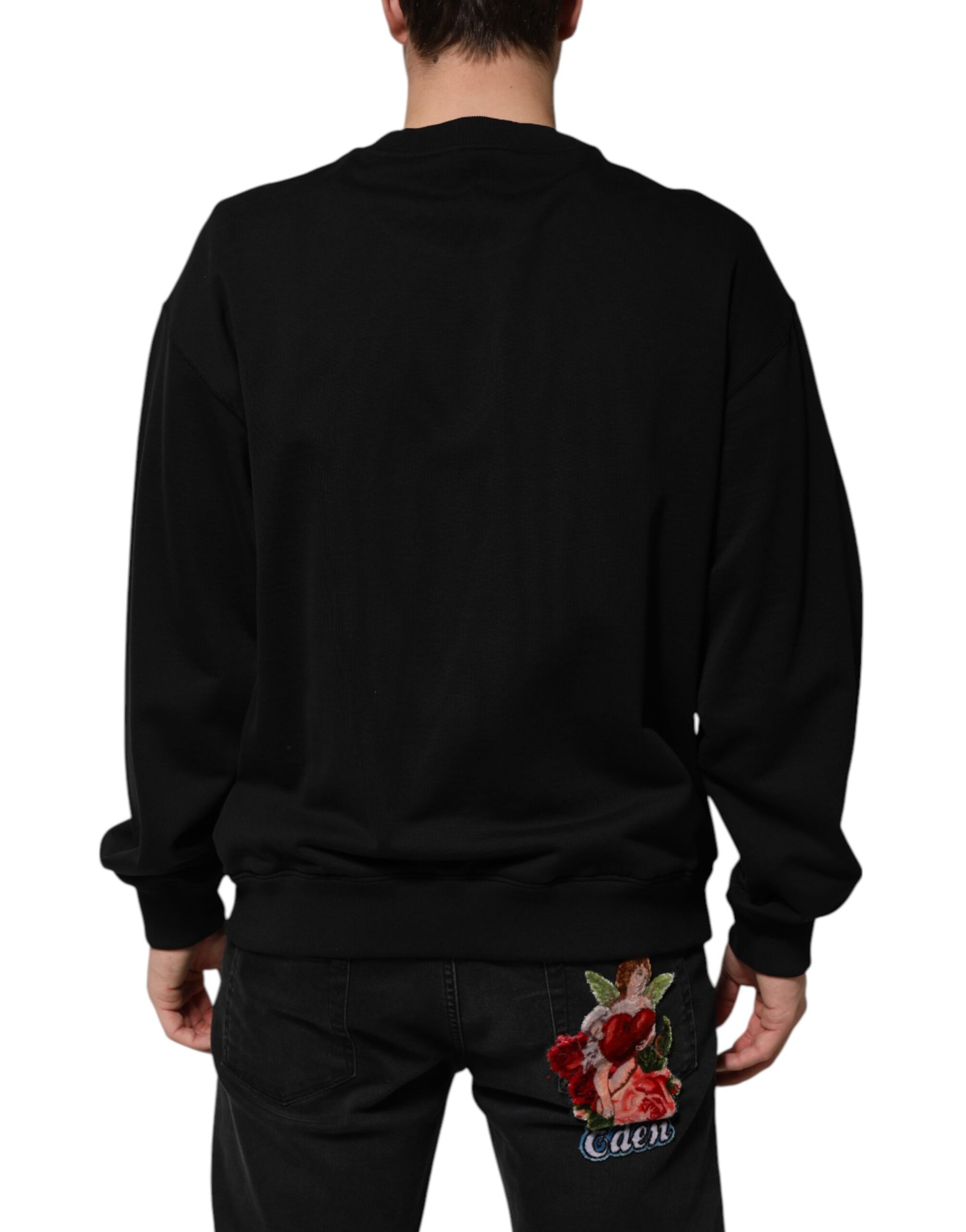 Black Cotton DG Logo Crew Sweatshirt Sweater