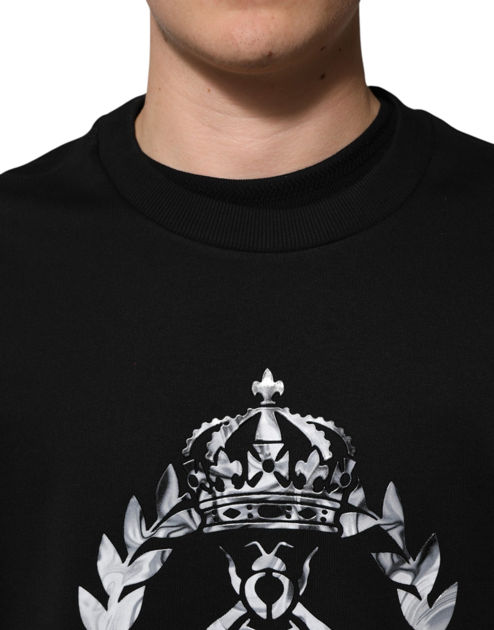 Black Cotton DG Logo Crew Sweatshirt Sweater