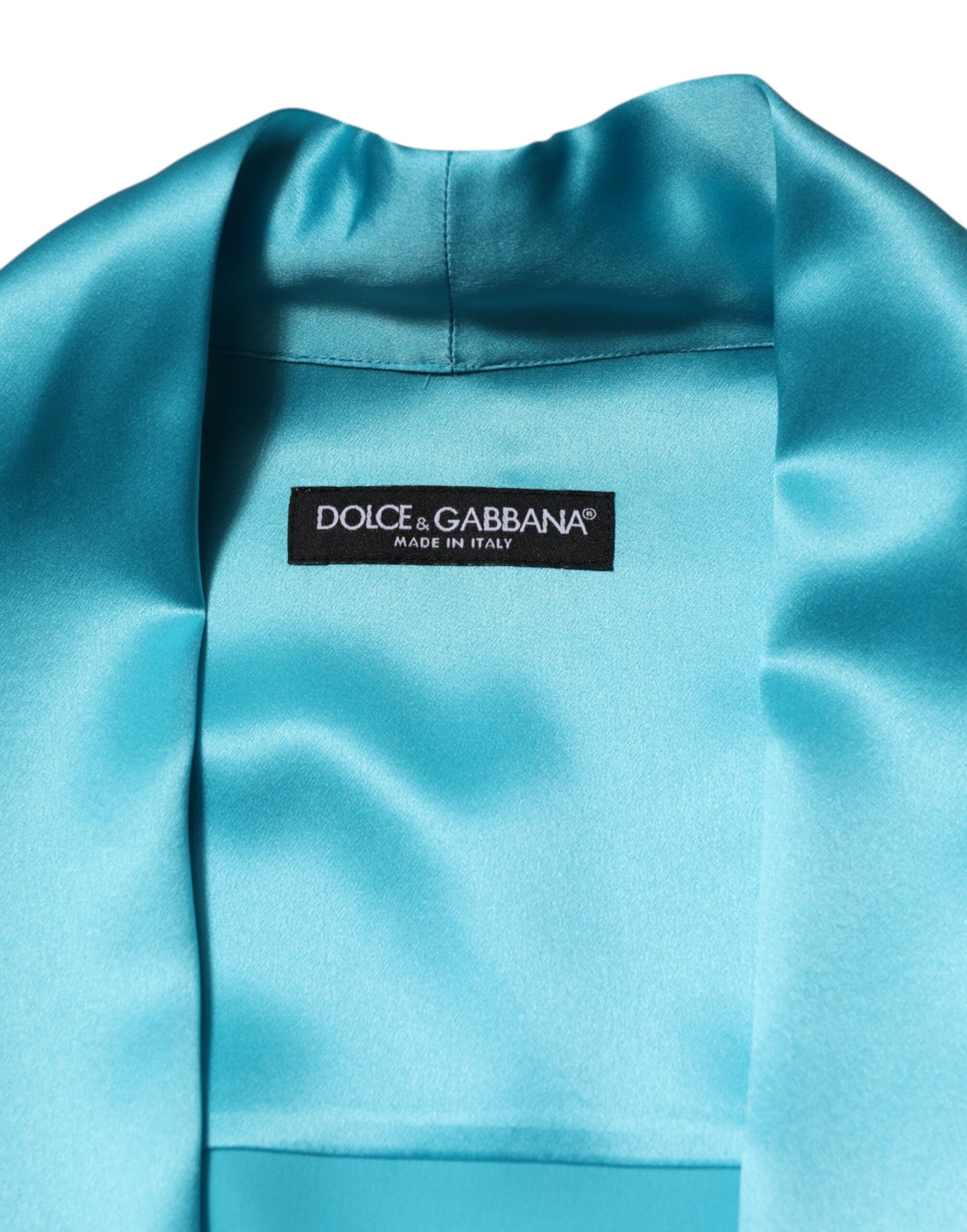 Aqua Blue Silk Wrap Style Long Sleeve Sweater