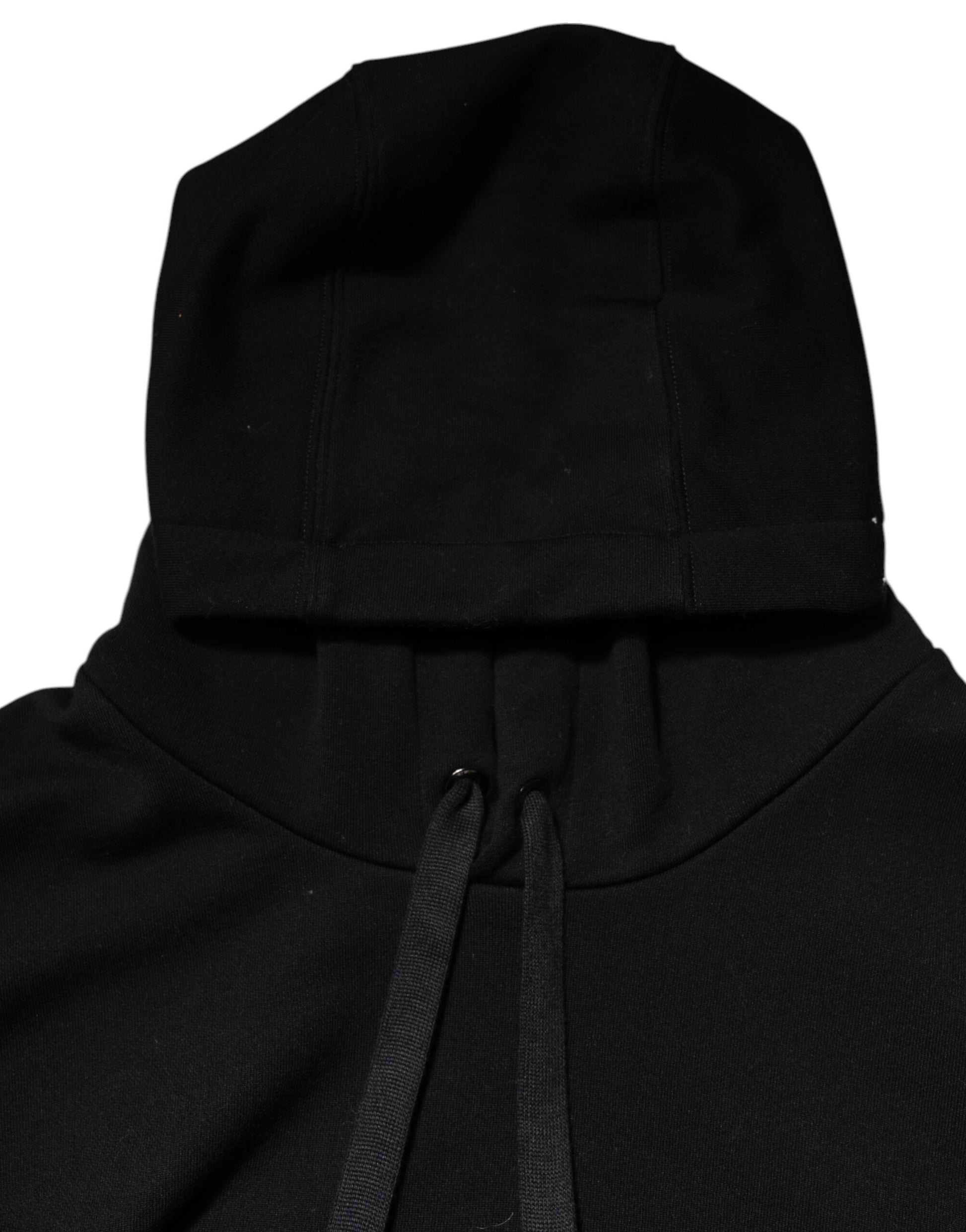 Black Cotton Oversize DG Logo Patch Hoodie Sweater