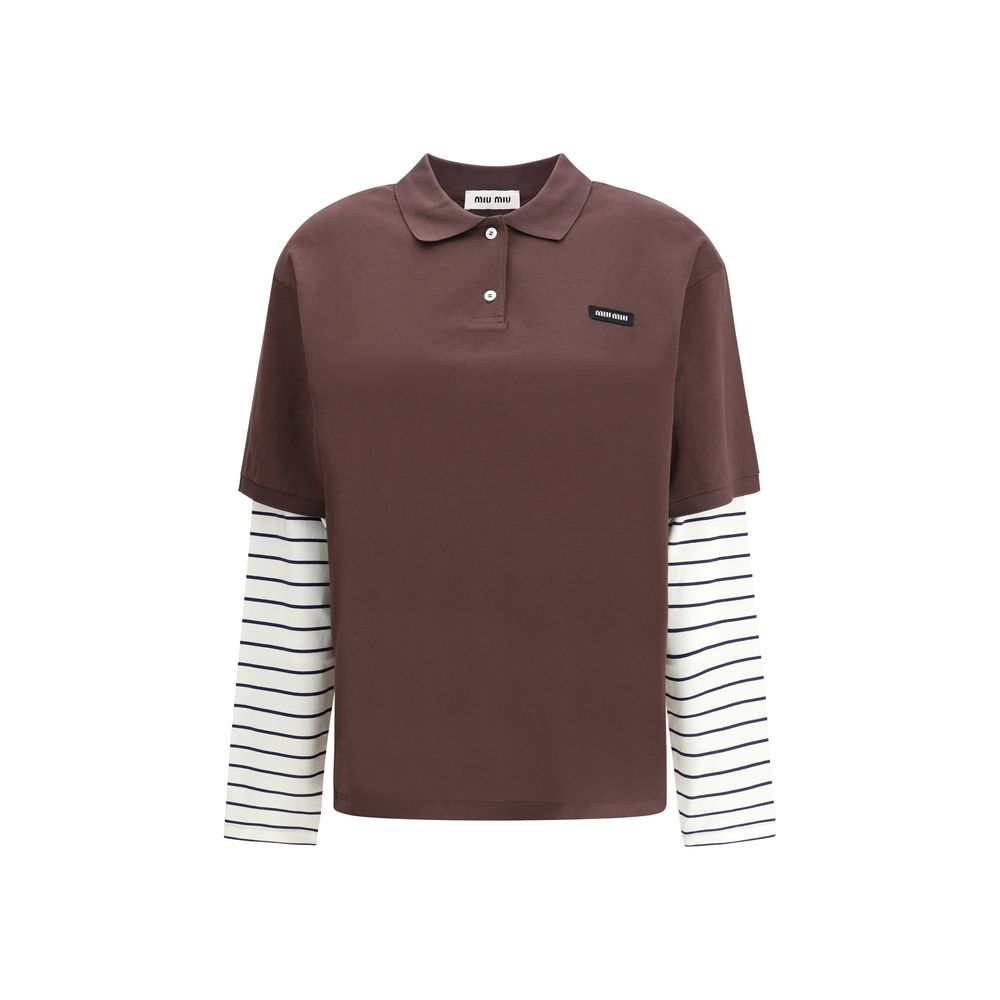 Striped sleeve Polo Sweater