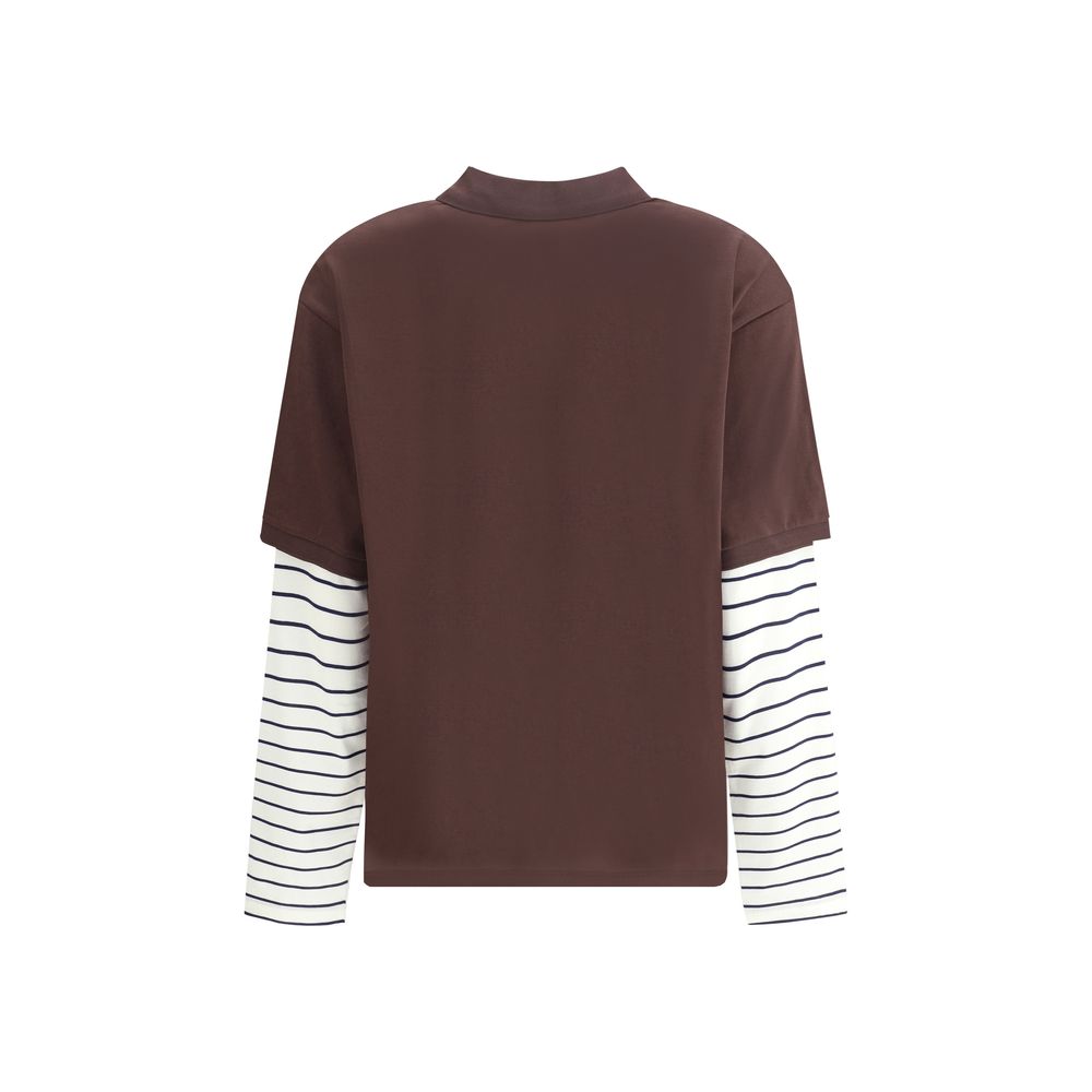 Striped sleeve Polo Sweater
