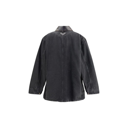Denim Jacket with leather collar